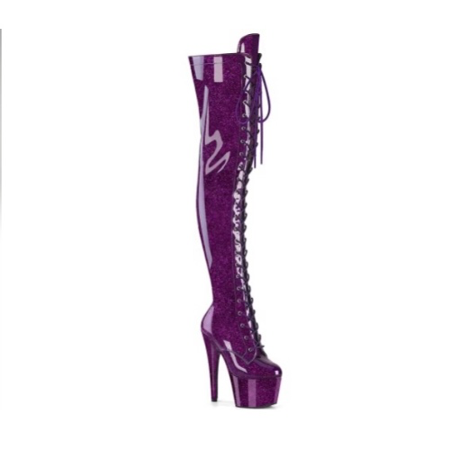 Overknee boots purple sparkle 