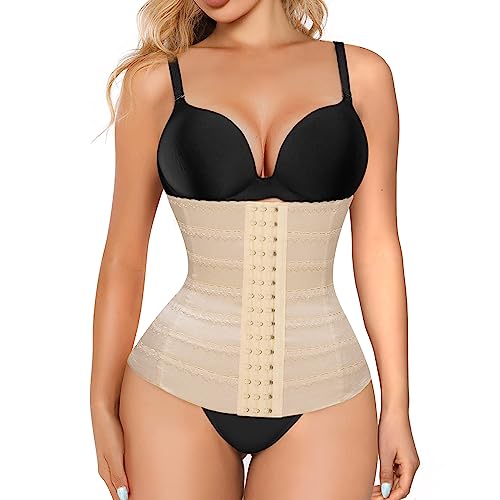 Gotoly Women Waist Trainer Corset Tummy Control Shapewear Slimming Girdle Cincher Body Shaper - Small - Beige