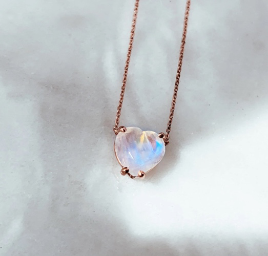 Faceted Heart Moonstone Necklace