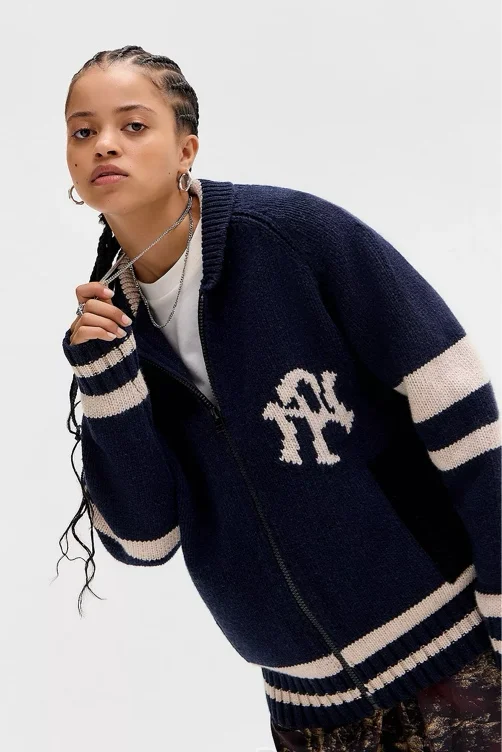No Problemo Knitted Varsity Jacket