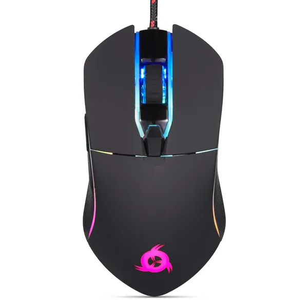 KLIM Aim Gaming Mouse - Wired Ergonomic Gamer USB Computer Mice Chroma RGB - 7000 DPI - Programmable Buttons -Ambidextrous, Ergonomic for Desktop PC Laptop USB Game High Precision Optical Laser - Souris Gamer - Black - 