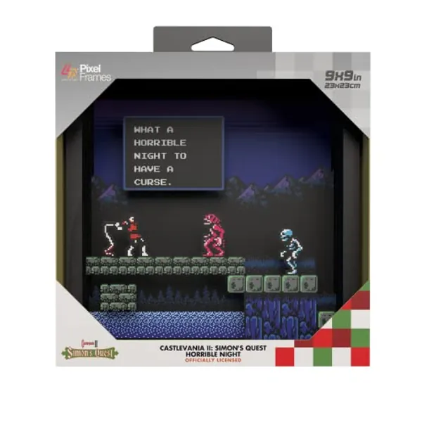 Level Up Labs Pixel Frames: Castlevania: Horrible Night - 3D Shadow Box - Framed Decor for Wall, Home, Shelf Display, Game Poster Art, Boys Girls Teen Gaming Room Decoration
