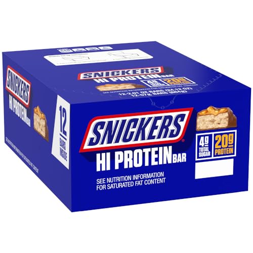 SNICKERS Peanut & Caramel Hi Protein Bar, 24.12 oz, 12 Count Box - Chocolate - Full Size