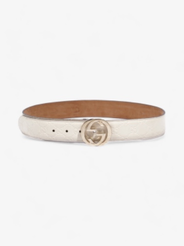 Gucci Interlocking G Belt White Leather 75cm 30" | 75cm 30"