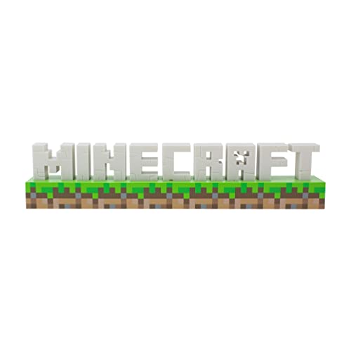 Minecraft Logo Light - Minecraft Lamp, Gaming Room Decor, and Bedroom Night Light - Minecraft Desk Accessories and Gifts for Fans - 2 Light Modes - Minecraft