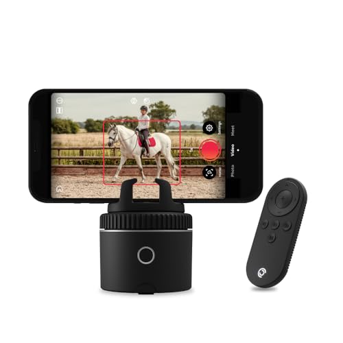 Pivo Pod Silver Equestrian Pack, Auto Face, Body, Horse Tracking Phone Holder, 360° Rotation, Remote Control for Hands-Free Video Recording - Pod + Remote Control