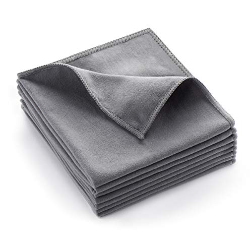 MAKUANG 8 Pack Microfiber Screen Cleaning Cloth,Premium Double-Sided Suede Microfiber Cloths for Glasses,Lenses,Computer,Phone,TV,Electronic Device Screens Wipes Cloth,12 x 12 Inches,Grey - Grey