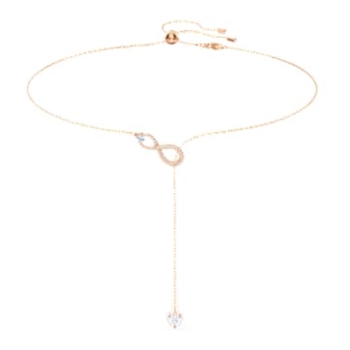 Κολιέ σε σχήμα Υ Hyperbola, Άπειρο, Λευκό, Επιμετάλλωση σε ροζ χρυσαφί τόνο