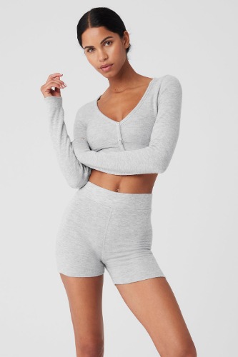 Alolux Cropped Me Time Cardigan - Athletic Heather Grey | Athletic Heather Grey / S