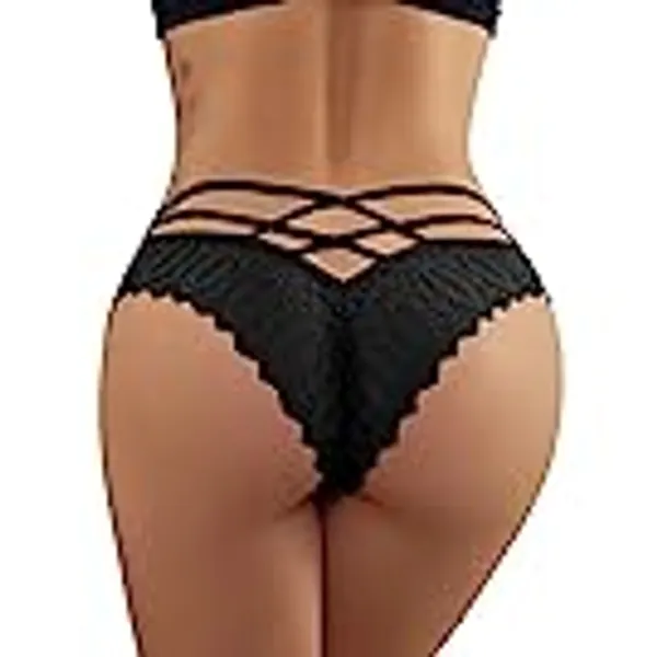 Milumia Women Floral Lace Underwear Criss Cross Seamless Bikini Panty Brief