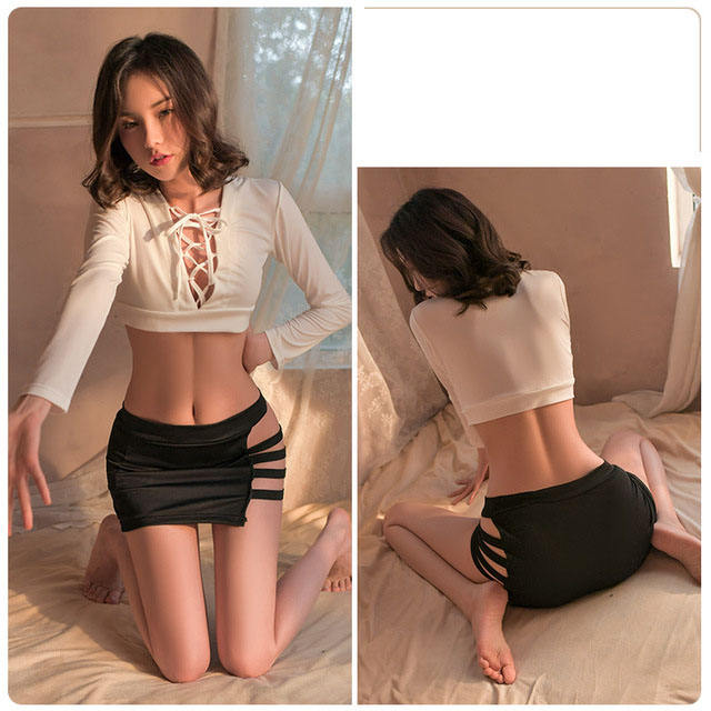 Japanese Kimono Temptation: Anime Lingerie Set - Free / White