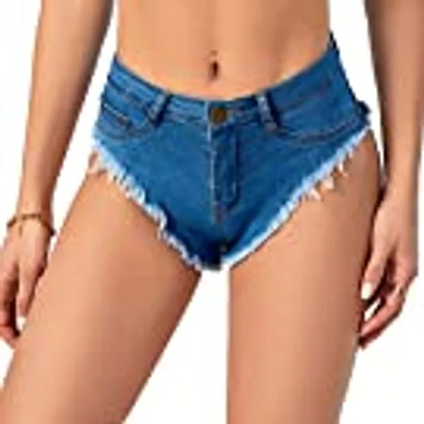 Oflive Women's Sexy High Waisted Stretch Mini Denim Shorts Hot Pants Clubwear
