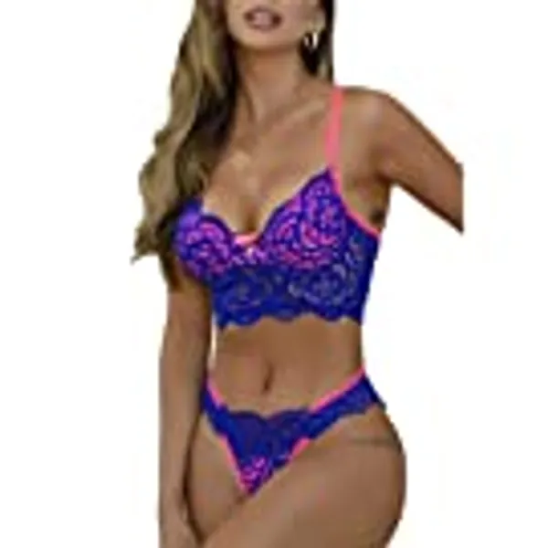 Kaei&Shi Neon Two Tone, Double Layer, High Leg Bottom, 2 Pieces Lingerie