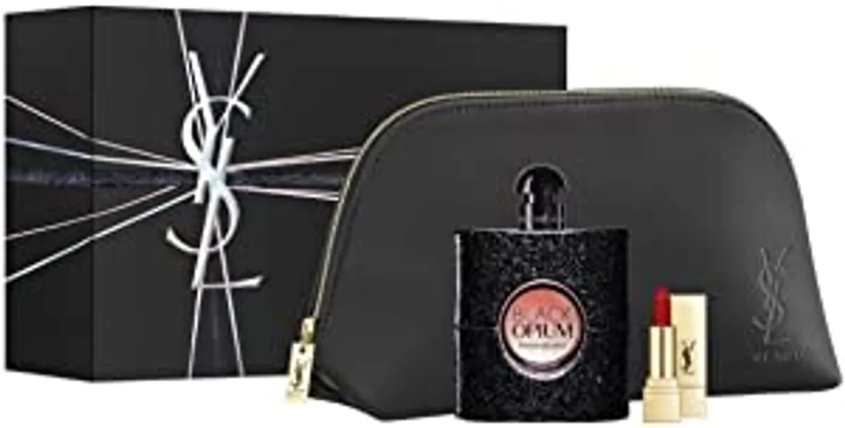 Opium Black by Yves Saint Laurent 3 Piece Set (3 Ounce Eau de Parfum Spray, Lipstick & Pouch)