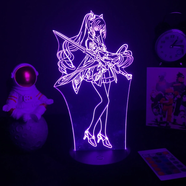 Keqing Night Light Color Changing LED Light Keqing Gesnhin Impact Lamp - A