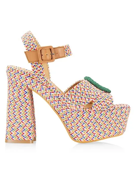 Amaia Woven Platform Ankle-Strap Sandals