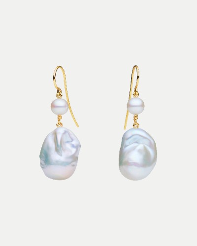 9CT YELLOW GOLD BAROQUE & ROUND PEARL ANISTON EARRINGS | Default Title