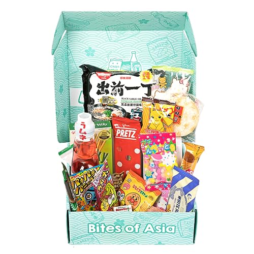 Mashi Box Asian Dagashi Snack Surprise Mystery Box 25 Pieces w/ 3 FULL SIZE Items Including Drink, Instant Noodle, Assortment of Chinese, Korean, Japanese Sweet and Savory Snacks, Candy, Food