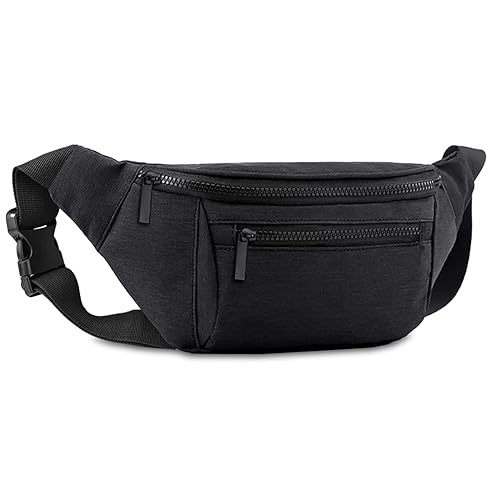 Fanny Pack for Men Women,Crossbody Waist Bag Pack,Belt Bag for Travel Walking Running Hiking Cycling,Easy Carry Any Phone,Wallet (Black) - Black
