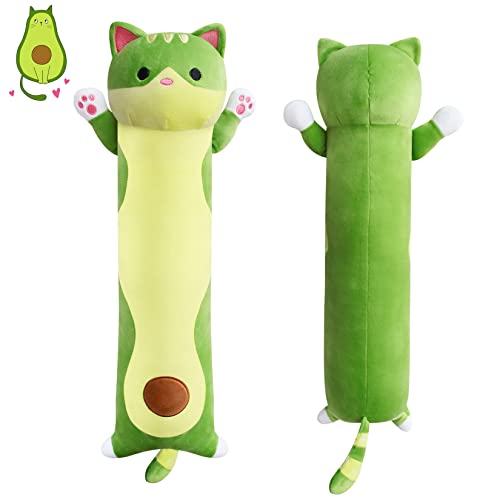MUFEIRUO Long Cat Plush Avocado Long Cat Body Toys,110cm Long Cat Stuffed Animals,Soft Long Plush Avocado Cat Doll Stuffed Cat Plush Toys for Kids Birthday Christmas - Avocado Cat - 110cm