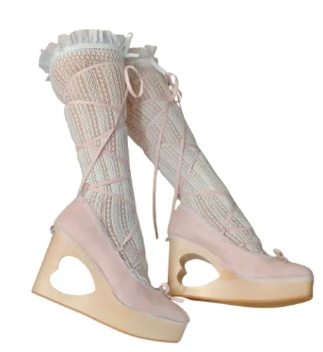 Heart Platform Lace Up Shoes