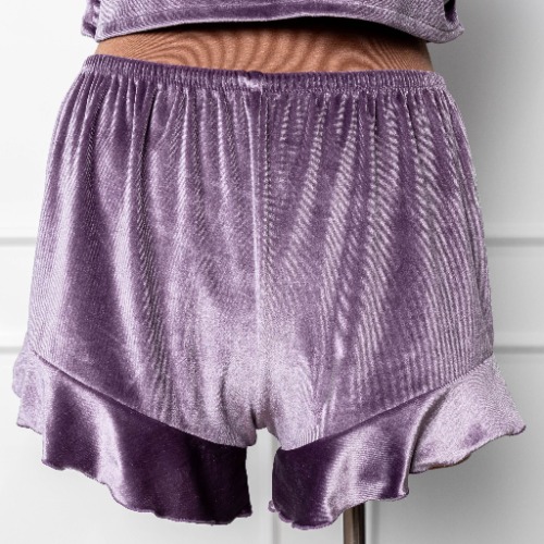 Velvet Ruffle Shorts - Lavender Haze | S