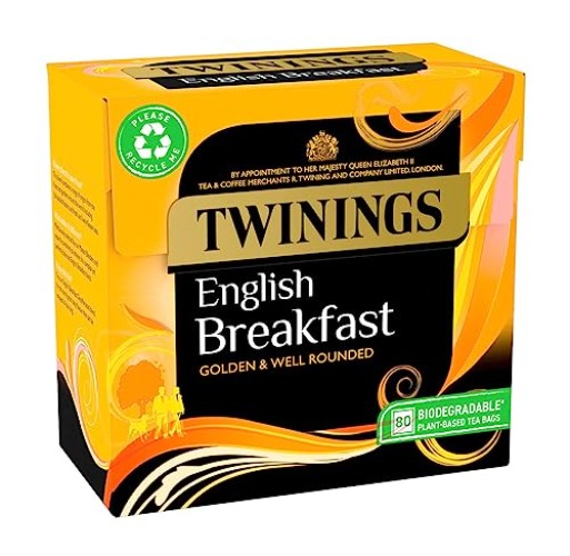 Twinings 80 Teebeutel (English Breakfast) - Schwarzer englischer Tee - English Breakfast