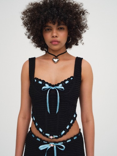 Olina Crochet Top — Black