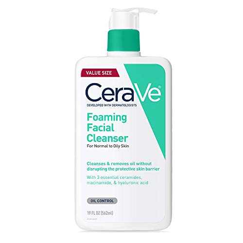 CeraVe Foaming Facial Cleanser | Daily Face Wash for Oily Skin with Hyaluronic Acid, Ceramides, and Niacinamide| Fragrance Free Paraben Free | 19 Fluid Ounce - Fragrance Free - 19 Ounce