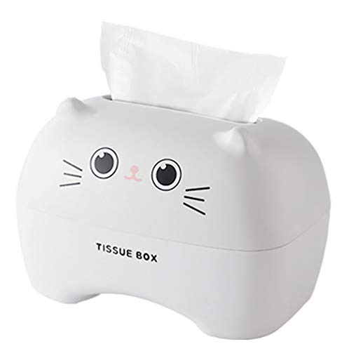 CYJZHEU Casa Kosmetiktücherbox, Feuchttücher-Box Rechteckiger Taschentuchspender Papierhandtuch Box Cartoon Tissue Container für Home Office Auto Tissue Cover Hotel Restaurant Dekoration (Weiß) - Weiß