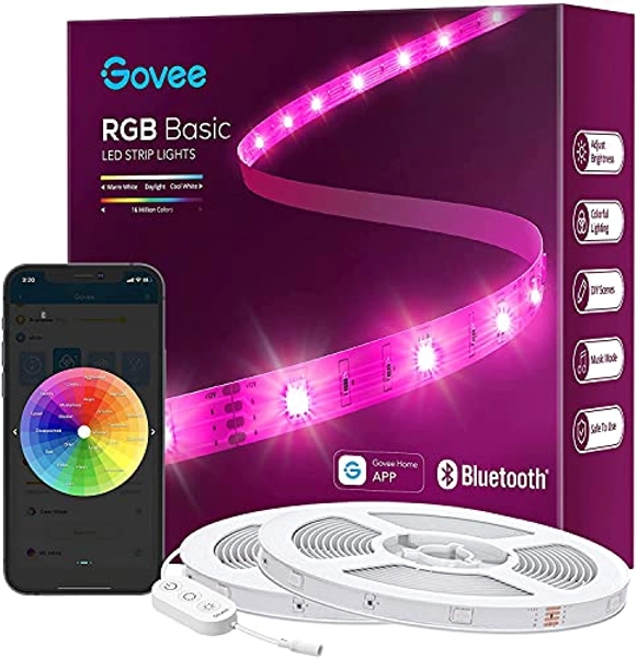 Govee 100ft LED Strip Lights, Bluetooth RGB LED Lights with App Control, 64 Scenes and Music Sync LED Lights Strip for Bedroom, Living Room, Party, ETL Listed Adapter (2 Rolls of 50ft)