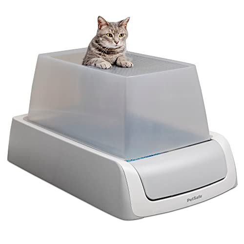 PetSafe ScoopFree Crystal Pro Self-Cleaning Cat Litter Box - Hands-Free Cleanup with Disposable Crystal Trays - Less Tracking, Better Odor Control - Includes Hood & Disposable Tray - Top Entry Hood