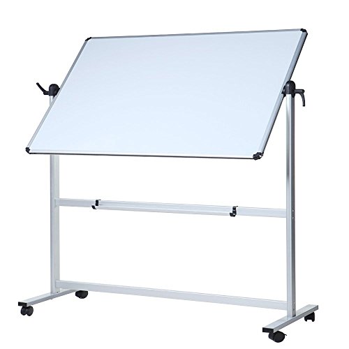 VIZ-PRO Double-Sided Magnetic Mobile Whiteboard, 48 x 36 Inches, Aluminium Frame and Stand - White - 48 x 36 Inches