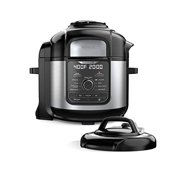 Ninja FD401 Foodi 12-in-1 Deluxe XL 8 qt. Pressure Cooker & Air Fryer that Steams, Slow Cooks, Sears, Sautés, Dehydrates & More, with 5 qt. Crisper Basket, Reversible Rack & Recipe Book, Silver
