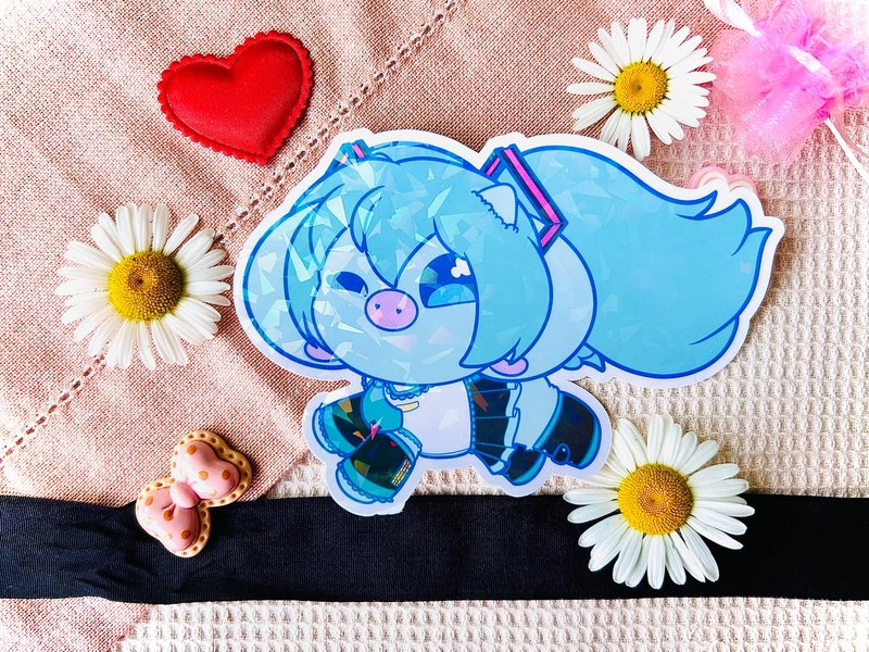 Hatsune Miku Cow - Hatsmoone Miku, Cute Kawaii Cow Sticker, Vocaloid, Miku, Weatherproof Matte Sticker