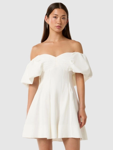 Forever New Women Off Shoulder Bishop Sleeve Mini Fit & Flare Dress