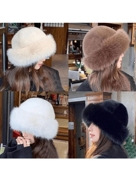 1pc Winter Chic Fluffy Beanie Hat For Women - Soft, Plush, And Insulating With Ear Protection - Lightweight, Stretchy, And Breathable Polyester Fabric - Machine Washable And Easy Care