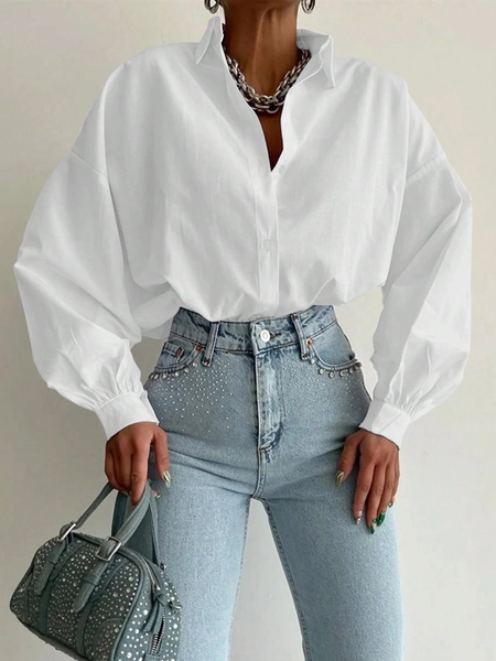 SHEIN Chemise oversize à épaules tombantes