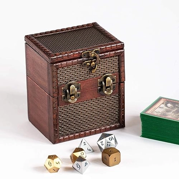 KakapopoTCG Elven Vault (Chainmail) Wooden Deck & Counter Box for Deck Protector storage Trading Cards TCG MTG Magic PTCG YGO FaB Dice Fantasy Coin Storage EDH Commander