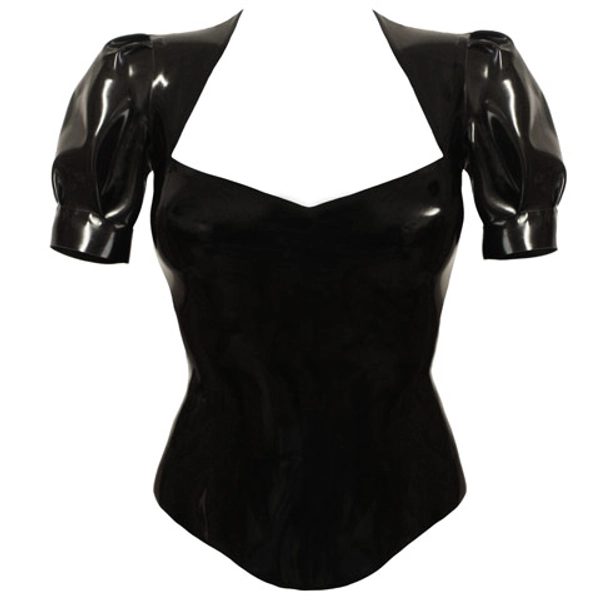 Latex Juliet Top in supatex black