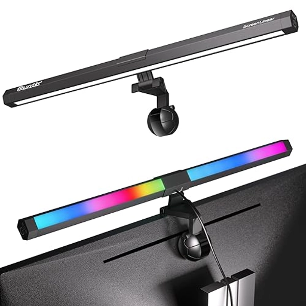 Quntis LED Lampe Ecran PC Lampe de Bureau USB d'ordinateur 40CM RGB Light Bar Monitor Computer, Lumière Ambiante Réglable 15 Couleurs d' Eclairage, Barre Lumineuse pour Gaming Lecture Office