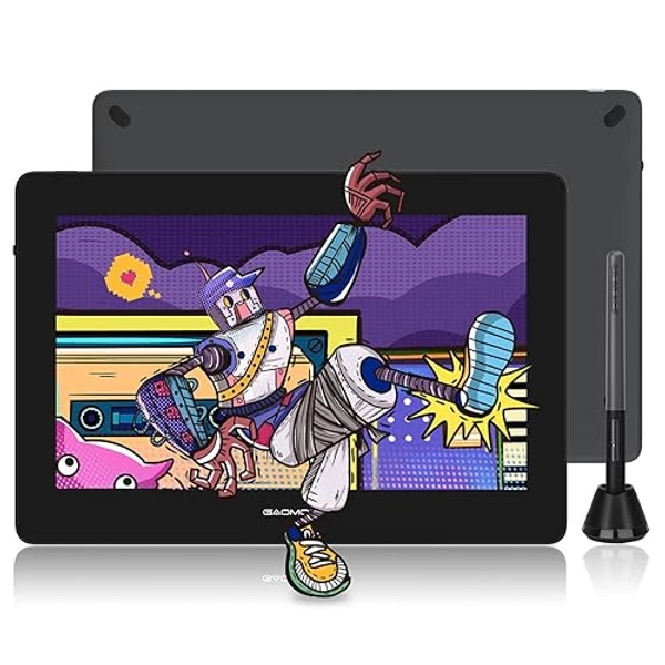 GAOMON PD1320 13.3 Inch Full-Laminated Pen Display 120% sRGB Graphics Drawing Tablet with Tilt Support and Adjustable Leather Stand - for Windows Mac Android OS