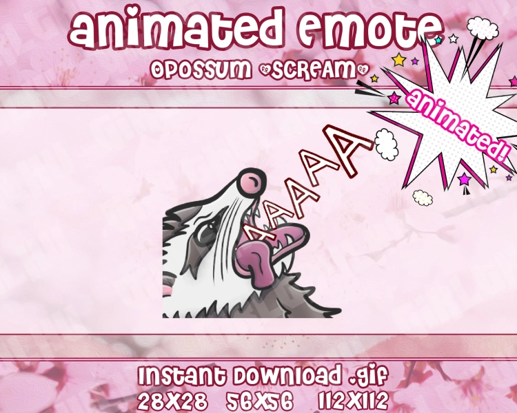 ANIMATED Funny Possum Trash Animal Emote for Twitch, Discord, Youtube | Animated Emotes for Streamers
