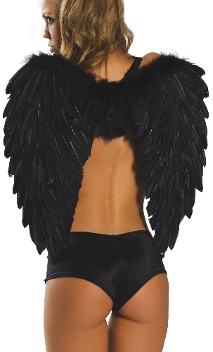 Roma Costume 1361 Feathered Wings - Black / One Size