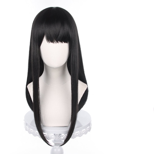 Uwowo Mange Anime Cosplay Chainsaw Man Cosplay Wig Mitaka Asa Wig Long Black Hair - 【Pre-sale】Loose Hair