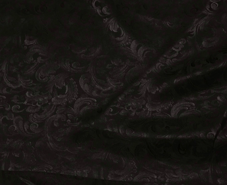 Black Scroll - Silk Jacquard Fabric