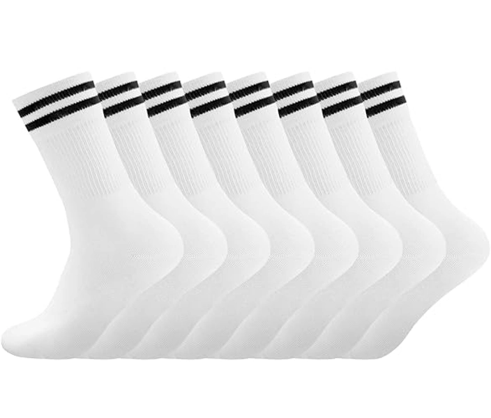 Smart Sir chaussettes de sport pour homme et femme, en coton, chaussettes hautes blanches de tennis, confortables et chaudes(lot de 4)