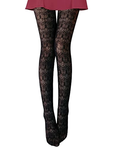 VERO MONTE Womens Colorful Hollow Out Knitted Tights - Patterned Lace Stockings