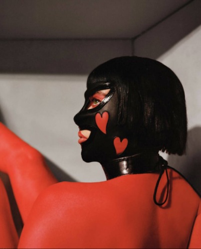 Leather hood “Hearts”