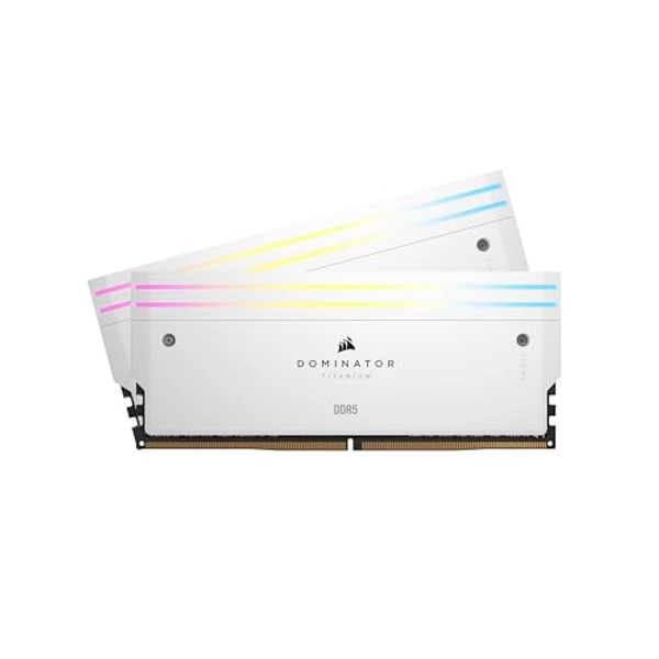 CORSAIR Dominator Titanium RGB DDR5 RAM 64GB (2x32GB) DDR5 6600MHz CL32 Intel XMP iCUE Compatible Computer Memory - White (CMP64GX5M2X6600C32W)